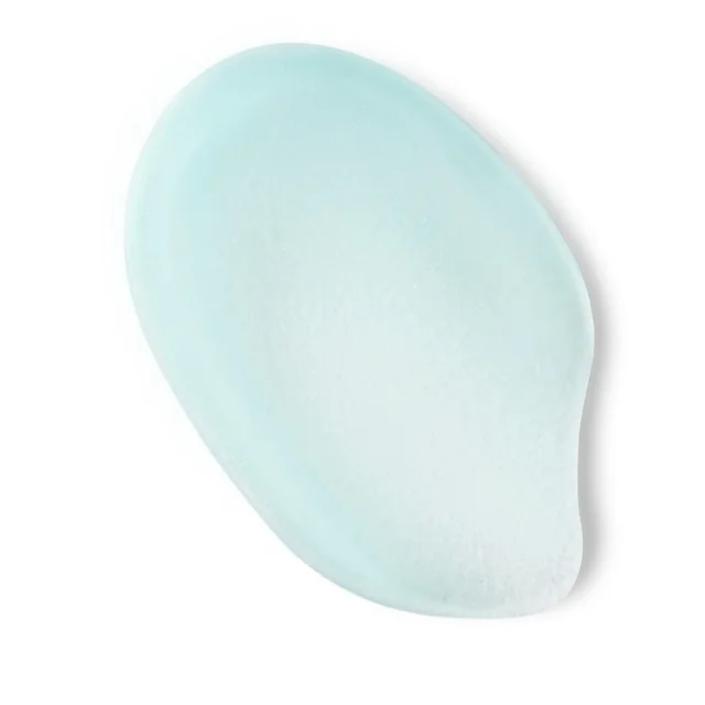 A smear of Biotherm Aquasource Total Eye Revitalizer Gel, showing the product's light blue, translucent, and smooth texture against a plain white background.